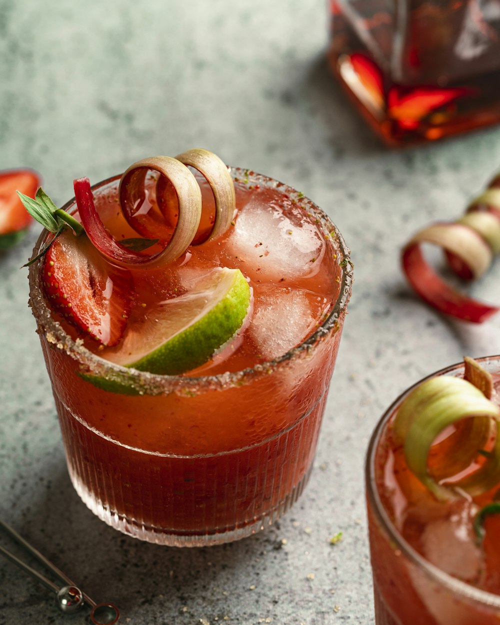 a close up of a drink on a table