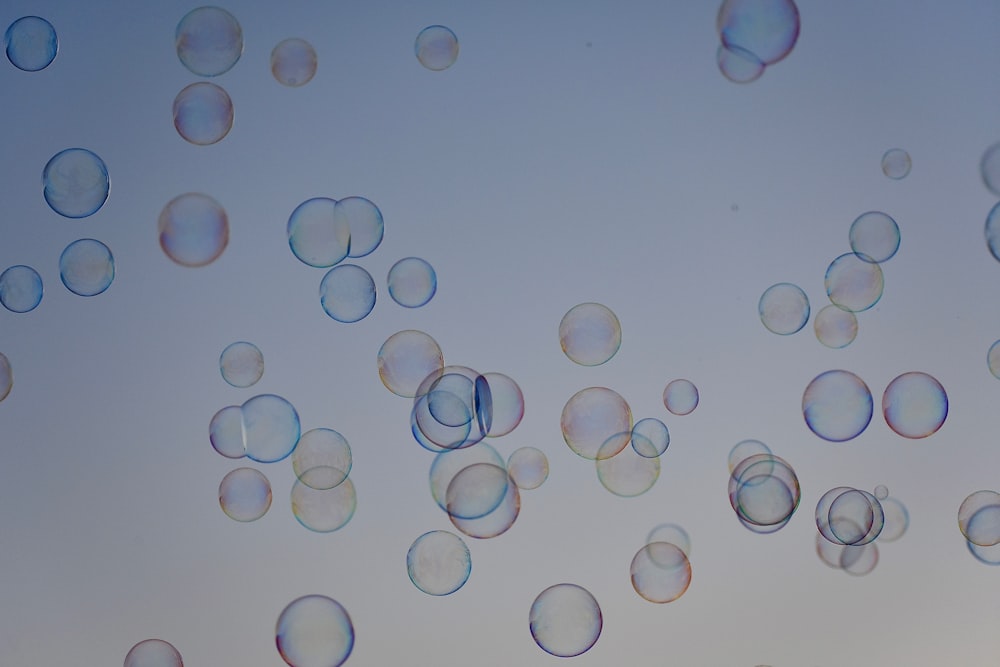 a group of bubbles floating in the air