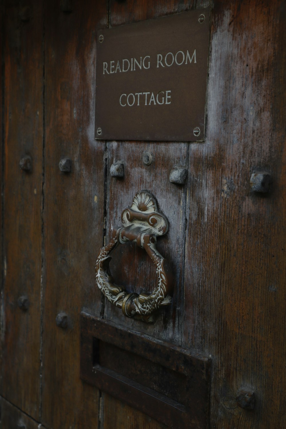 a close up of a door with a sign on it