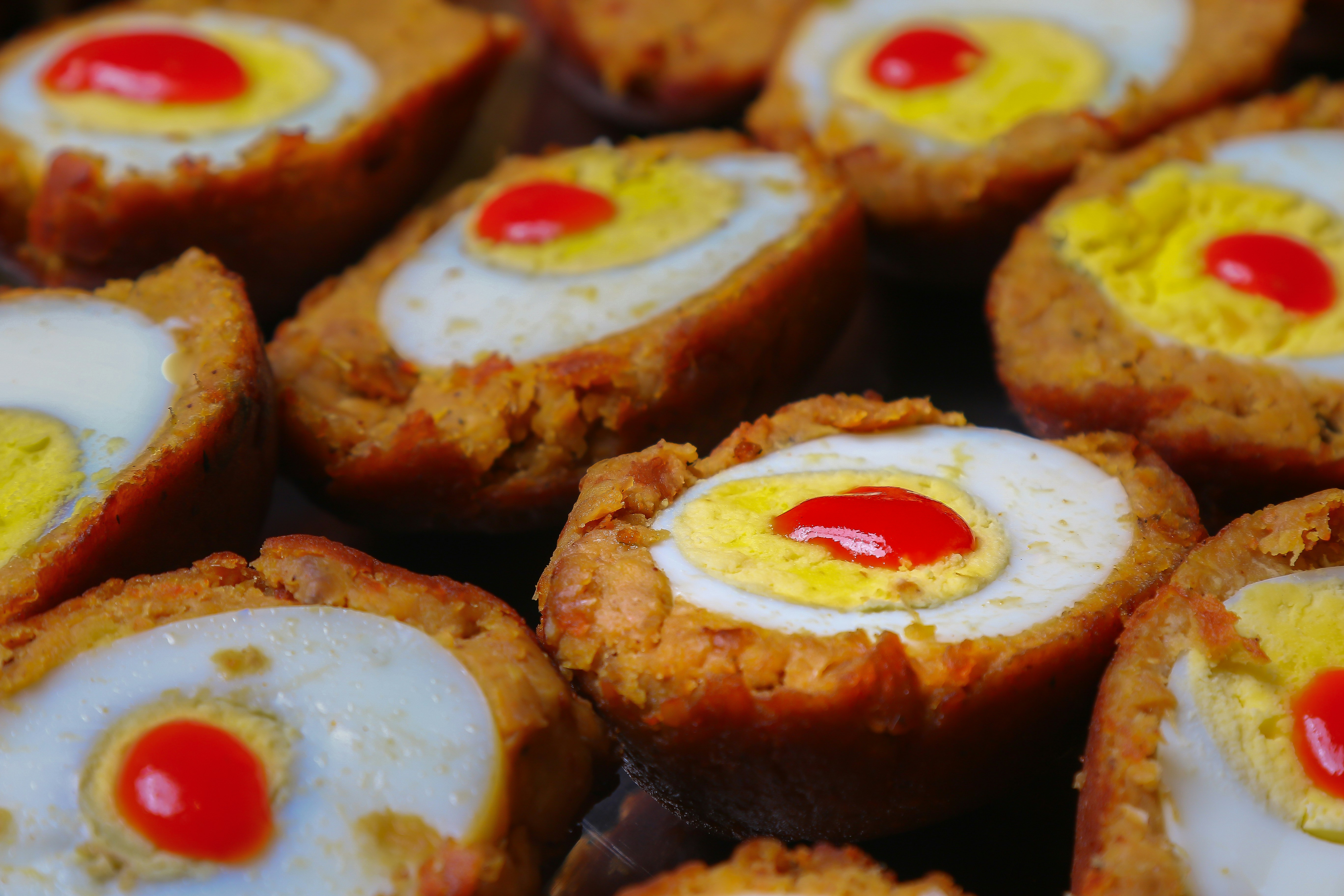 a close up of a plate of food with eggs