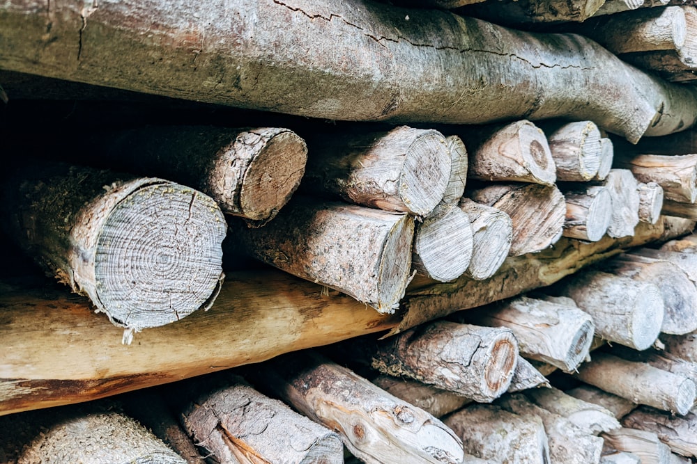 a pile of logs stacked on top of each other