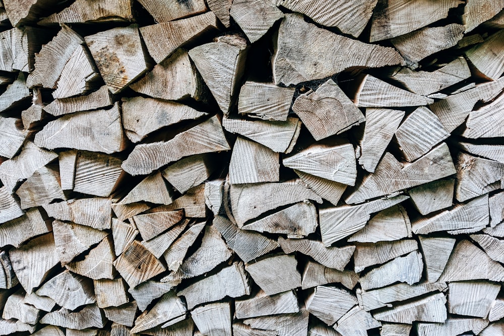 a close up of a pile of wood