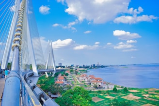 a view of a bridge over a body of water