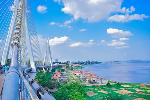 a view of a bridge over a body of water