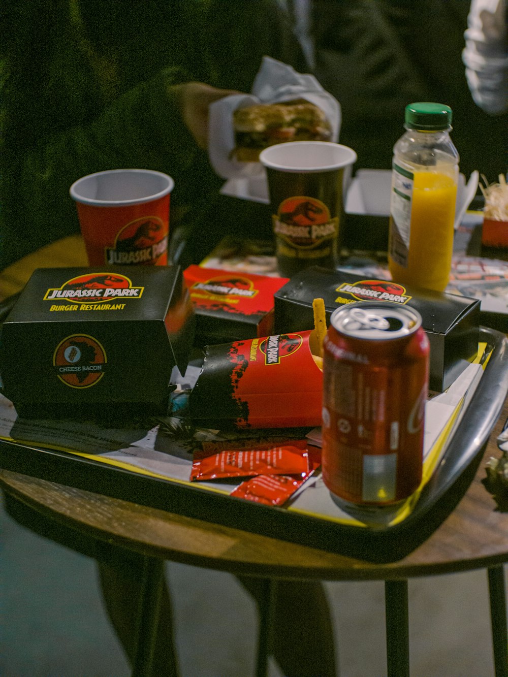 a table topped with lots of food and drinks