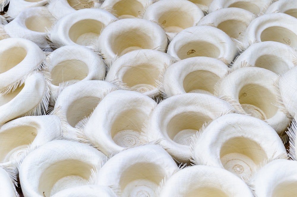 a close up of a bunch of white feathers