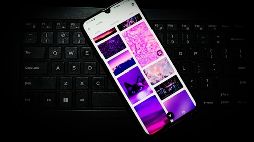 Blog layout with categories and search bar, styled in dark mode with purple highlights.
