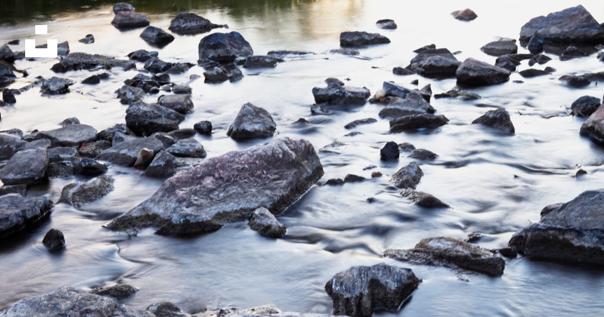 Foto Un río lleno de muchas rocas junto a un bosque – Imagen Aurora ...