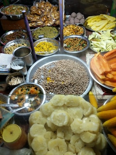 a table filled with lots of different types of food