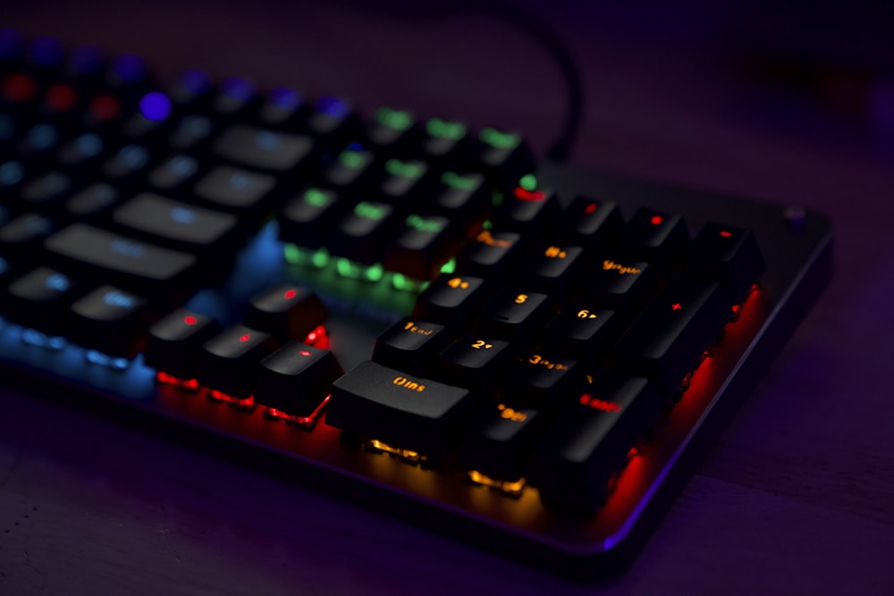 a close up of a keyboard on a table