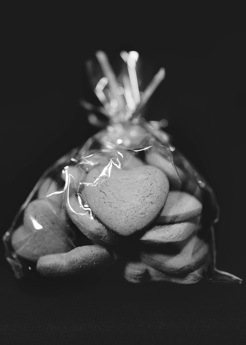 a clear bag filled with lots of rocks