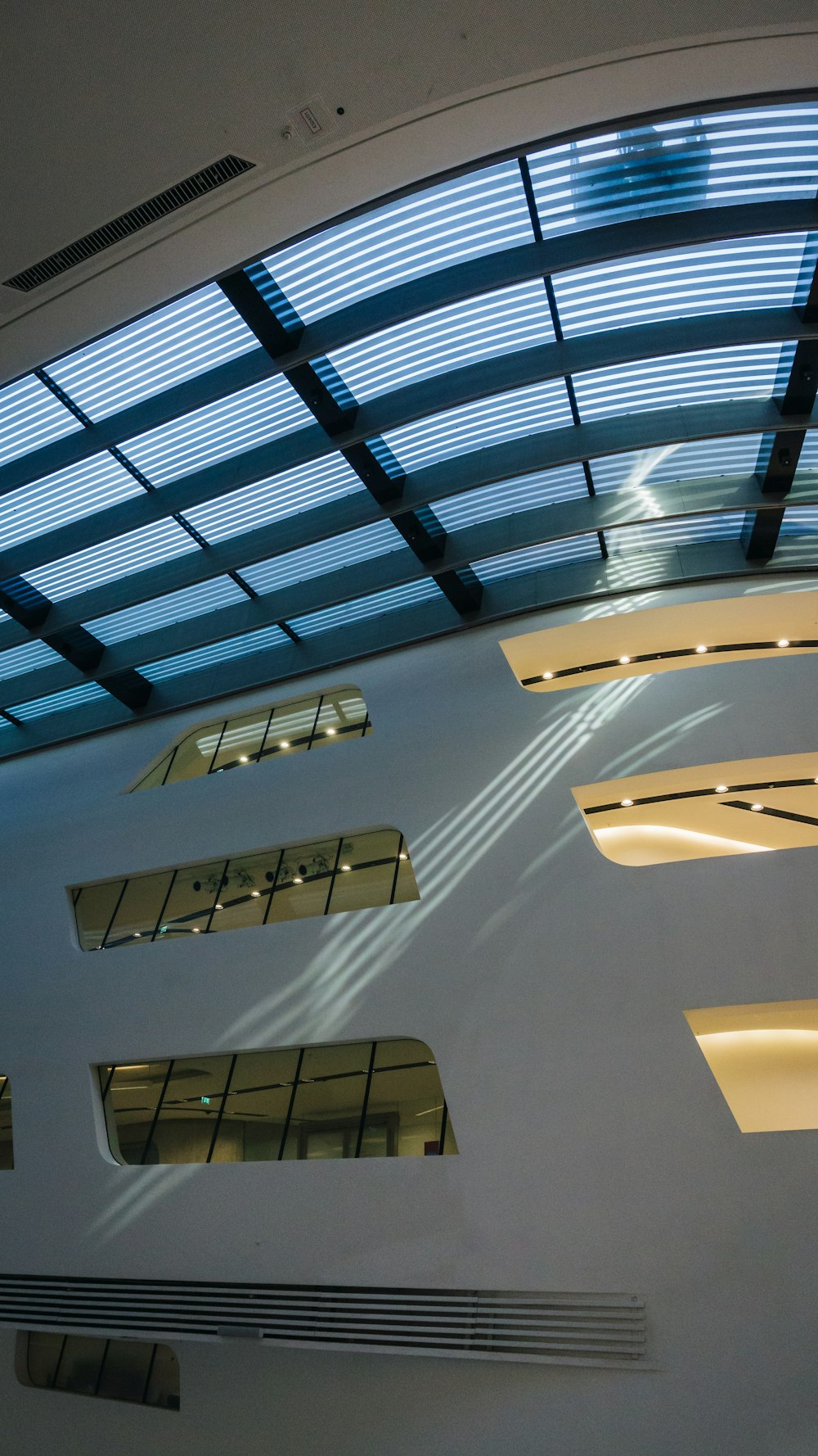 a large building with a skylight and windows