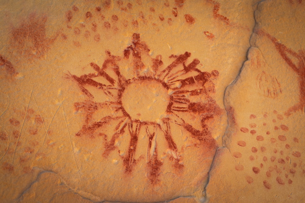 a close up of a rock with a pattern on it