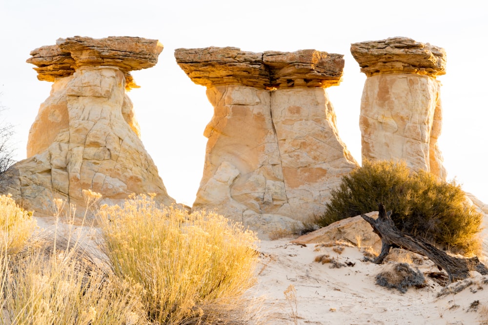 a group of rock formations in the desert