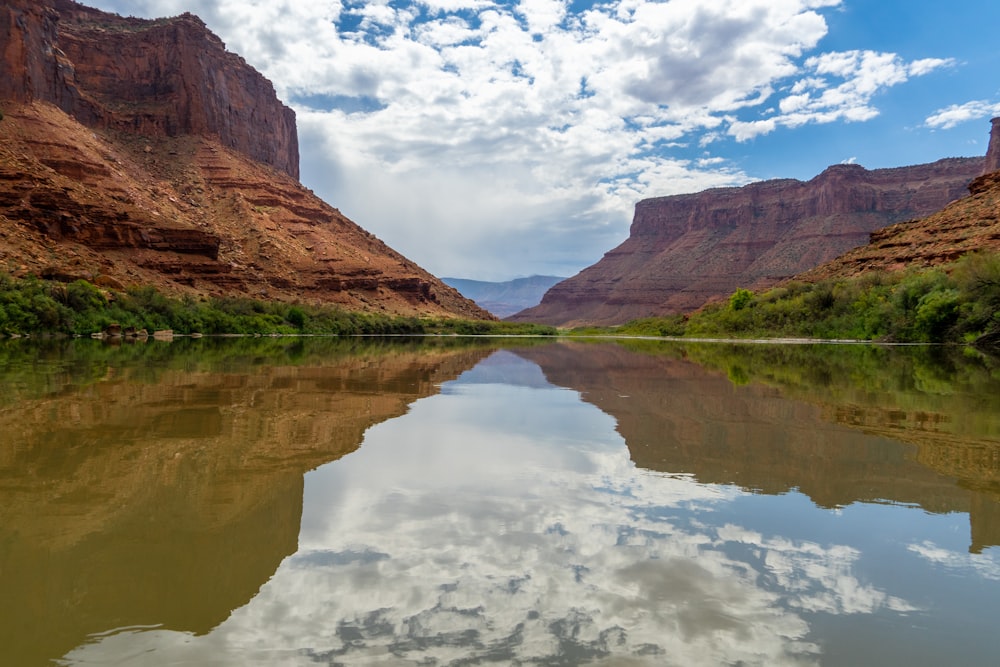 a large body of water surrounded by mountains