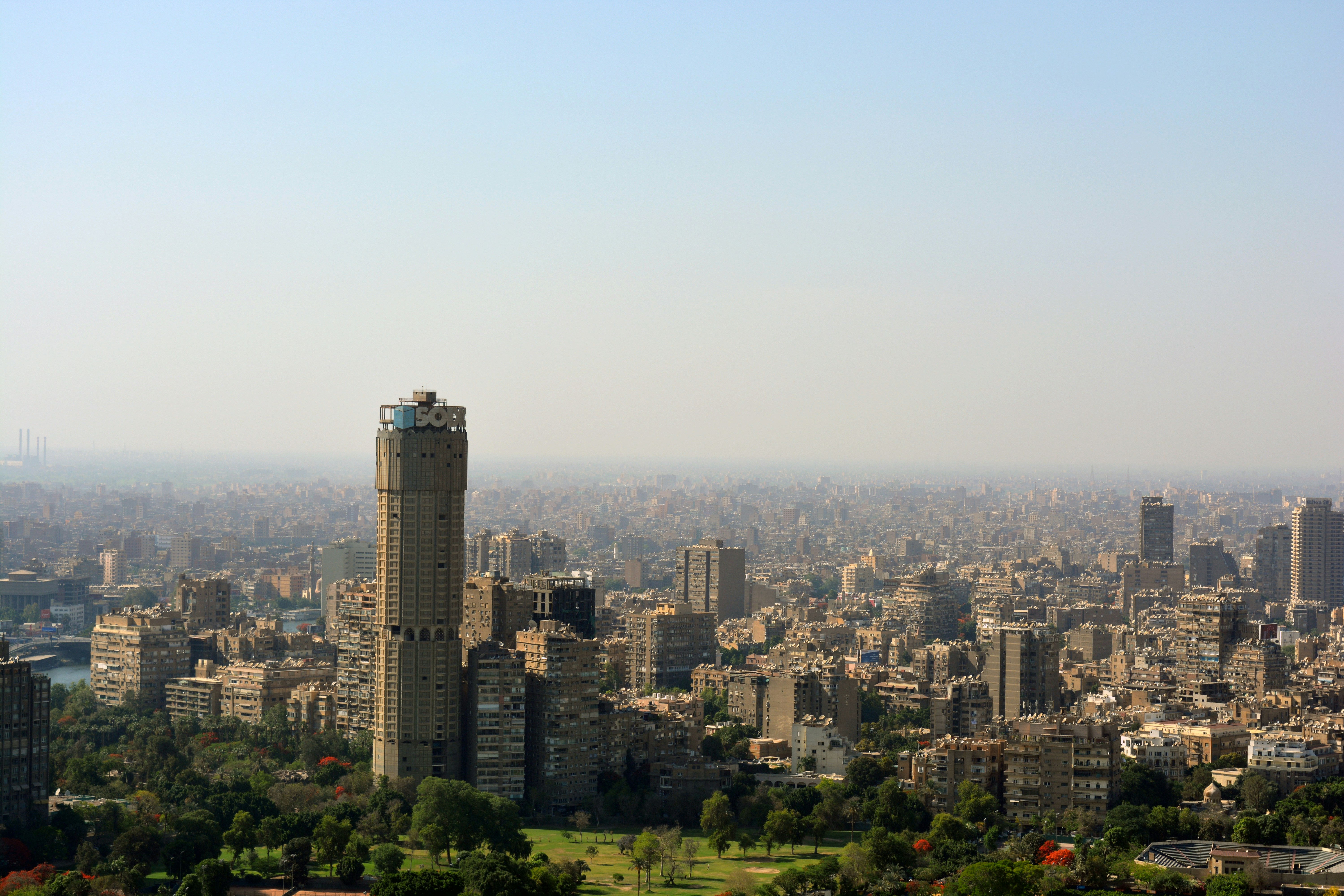 Aerial skyline view of Cairo Egypt