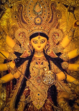 a close up of a statue of maa durga