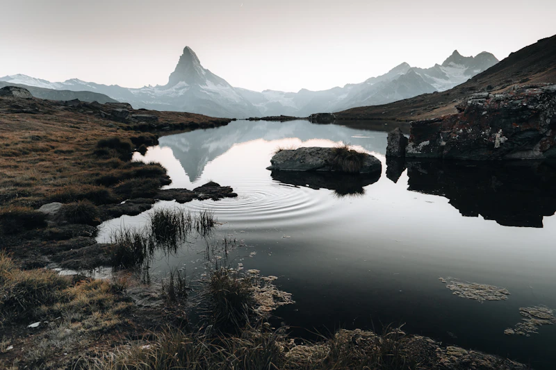 The Matterhorn in the deep blue light before sunrise above Zermatt