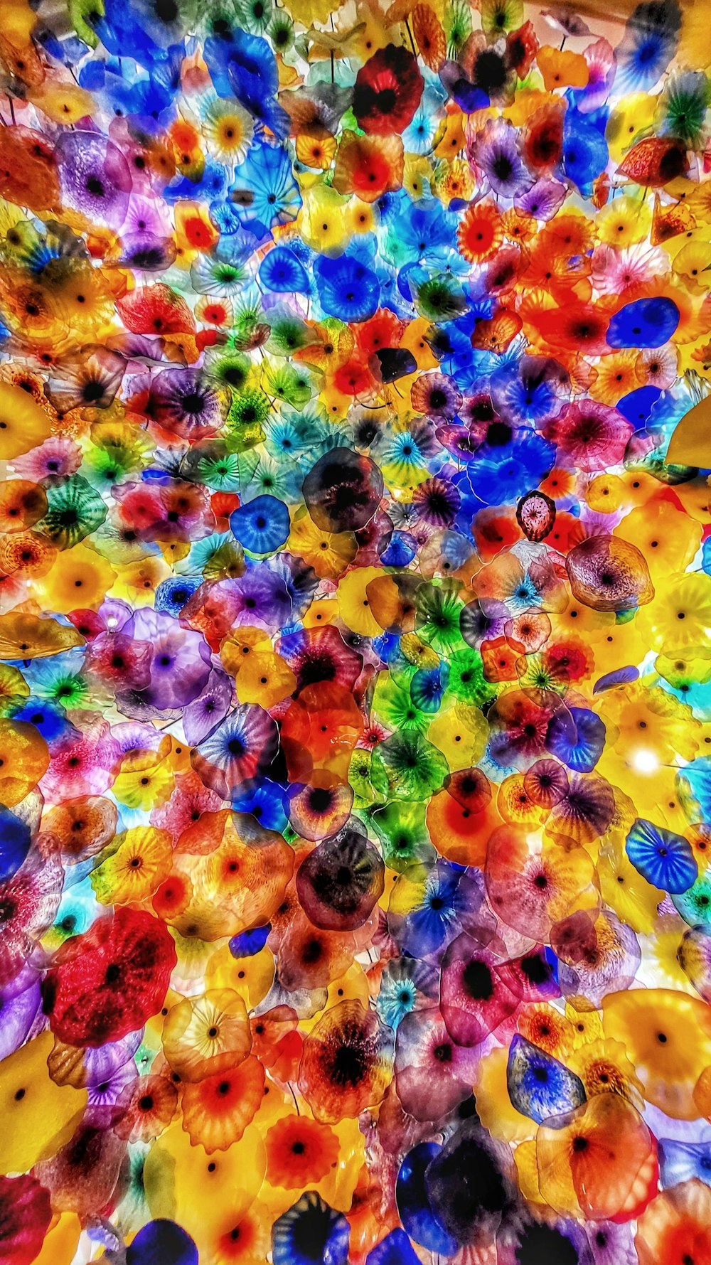 a very colorful ceiling with lots of flowers on it