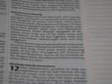 A close-up of text from a printed book, likely a Bible, focusing on the lineage and family of Rehoboam. The text is in a serif font and discusses Rehoboam's marriages and children.