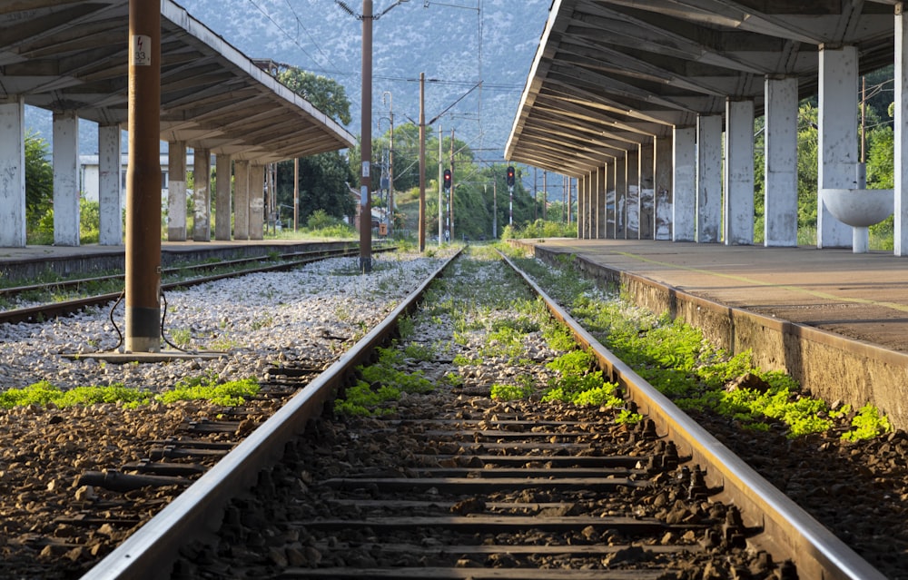 a train track running through a train station