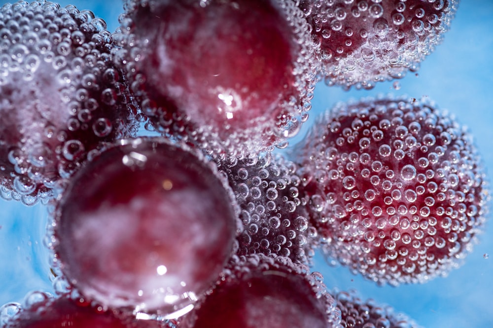 a close up of a bunch of water bubbles