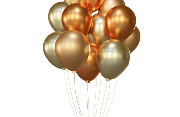 Colorful helium balloons floating gently, perfect for celebrations and special moments.