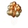 A bunch of helium balloons in shades of gold and bronze, floating against a plain white background. The balloons are clustered closely together, creating a festive and elegant arrangement.