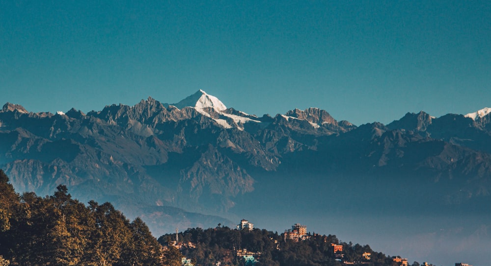 a view of a mountain range in the distance