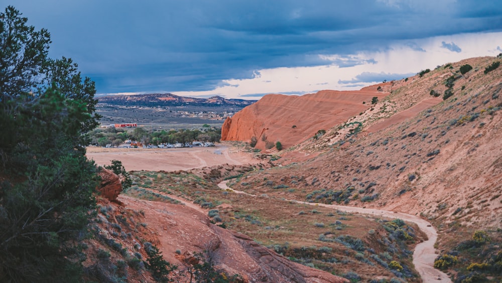 a scenic view of the valley and mountains