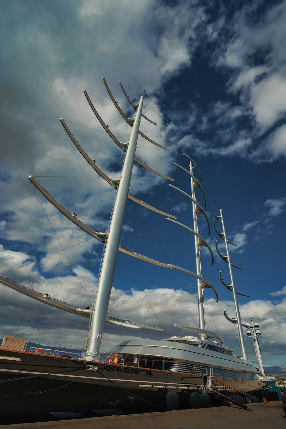 a very tall metal structure with a sky background