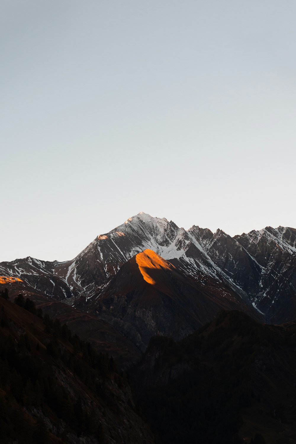 a view of a mountain range at sunset