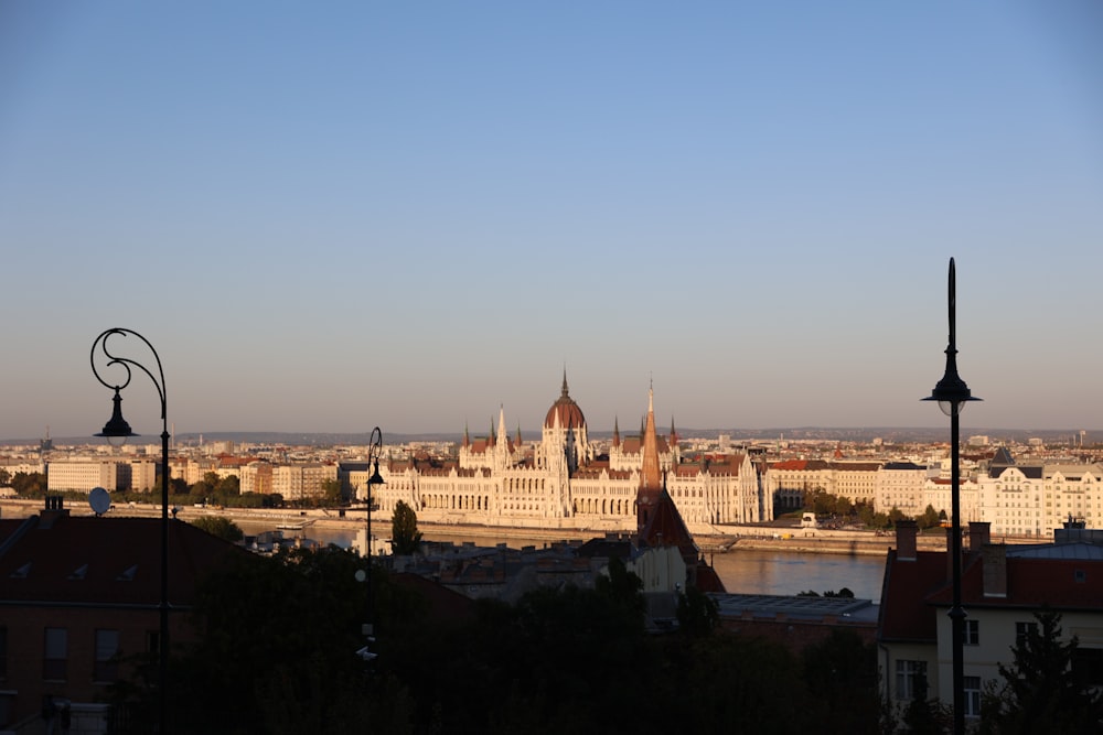 a view of a city with a river running through it