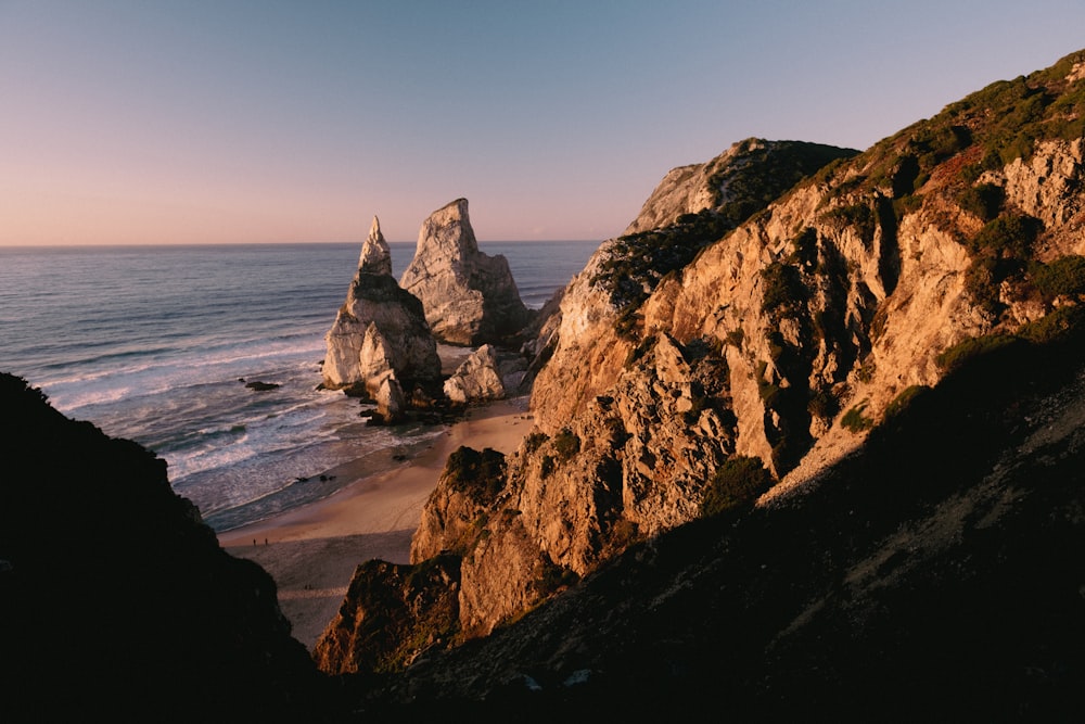 a view of the ocean from the top of a mountain