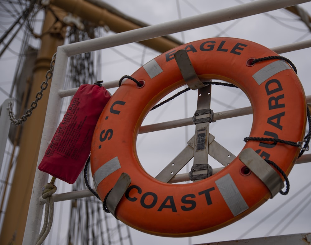 a life preserver hanging from the side of a boat