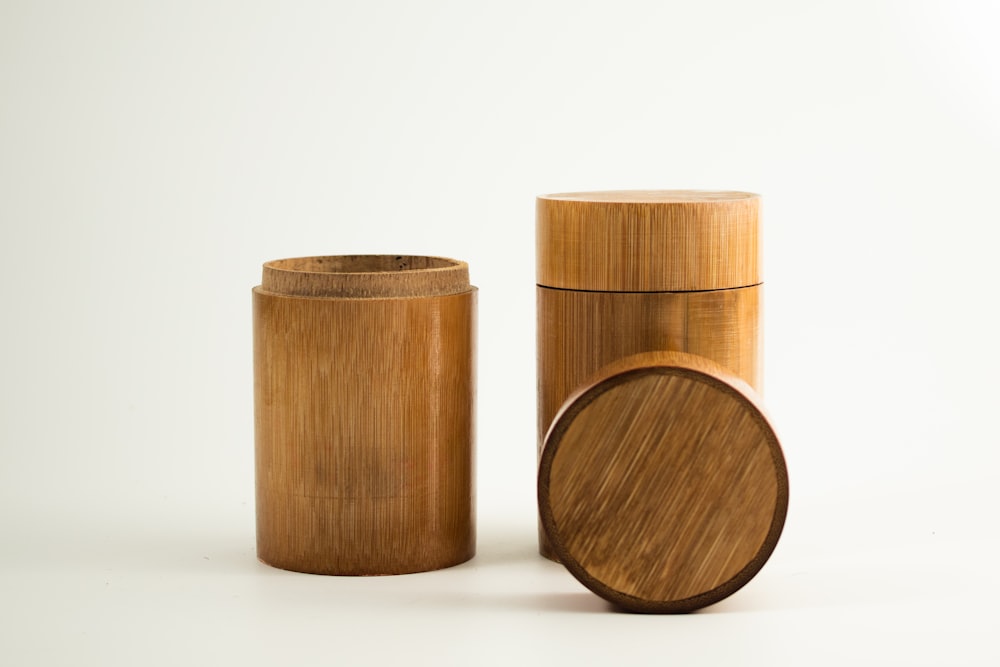 a couple of wooden containers sitting next to each other