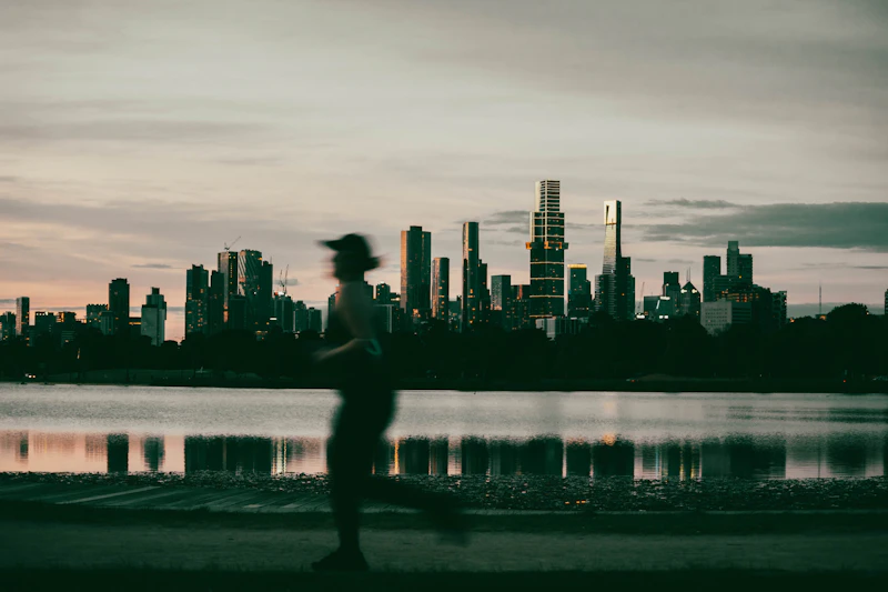 A runner at dusk