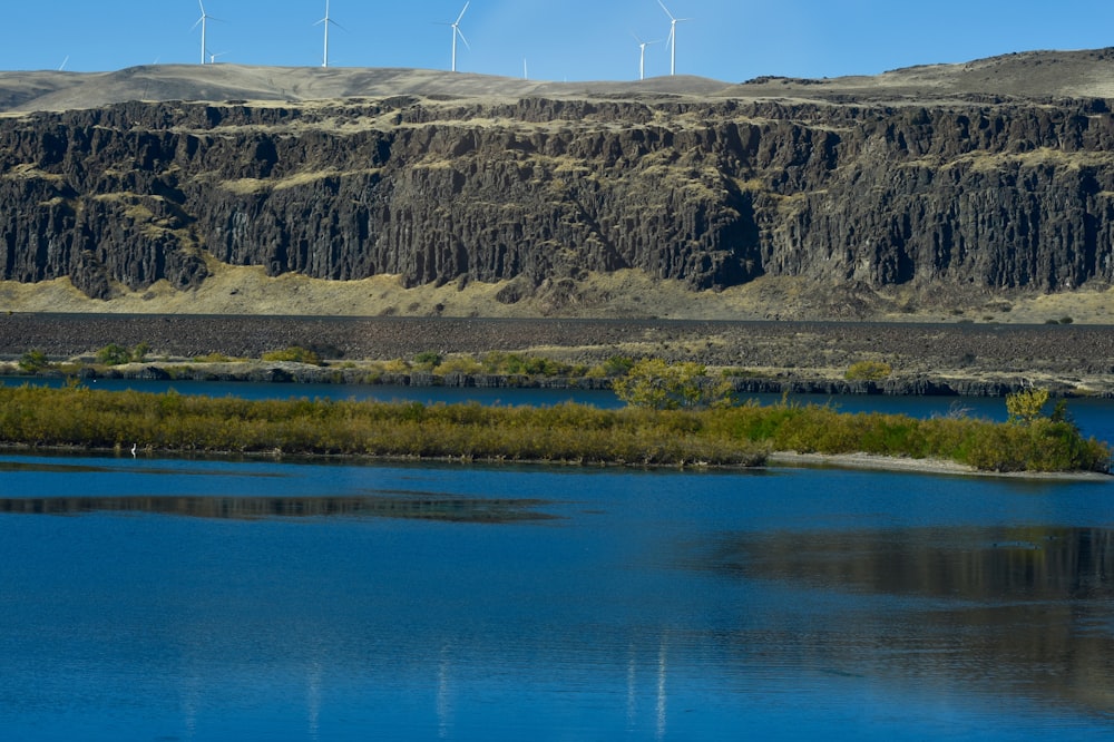 a large body of water surrounded by mountains