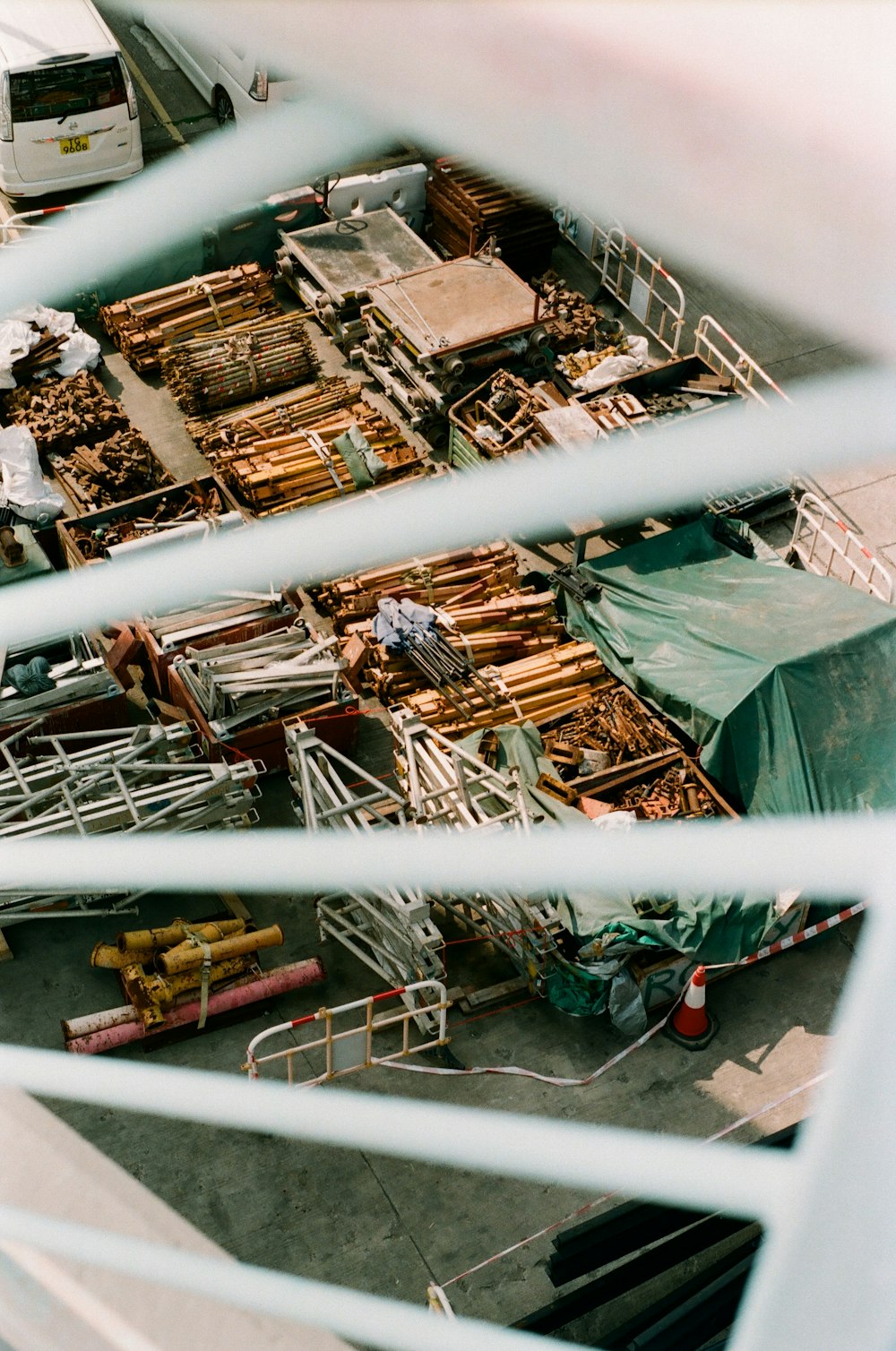 a view of a bunch of construction equipment from above