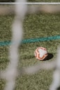 a soccer ball sitting on top of a soccer field