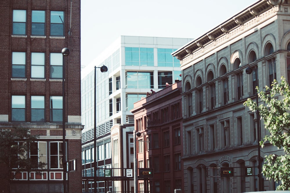 a row of buildings on a city street