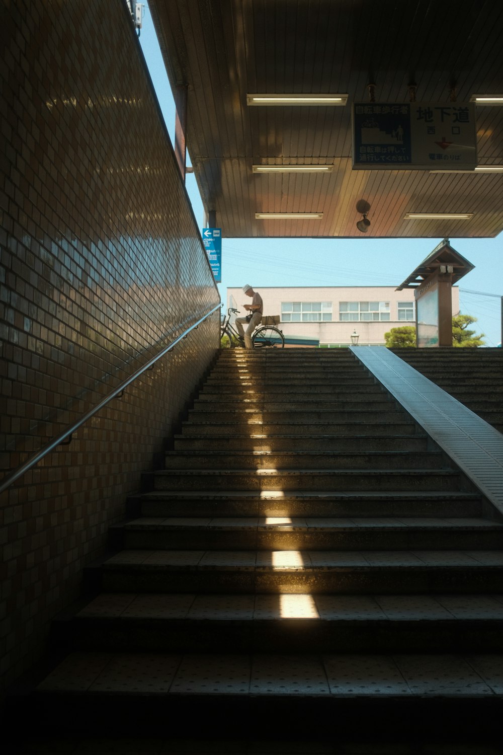 a set of stairs leading up to a building