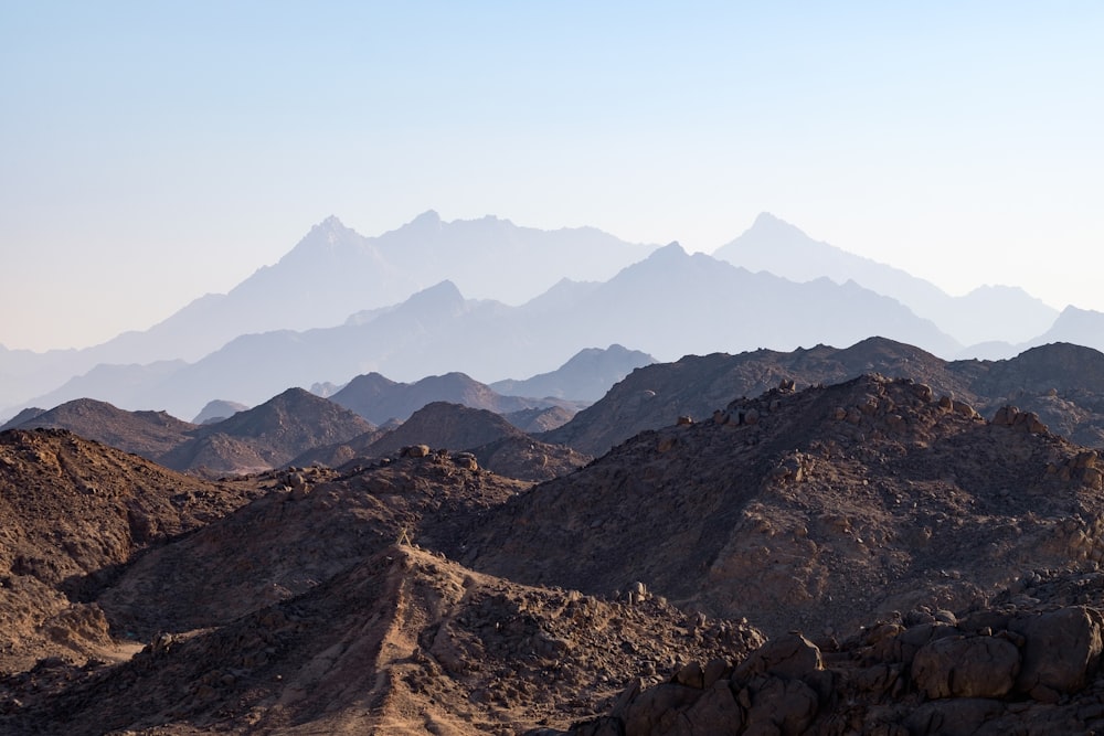 a view of a mountain range in the desert
