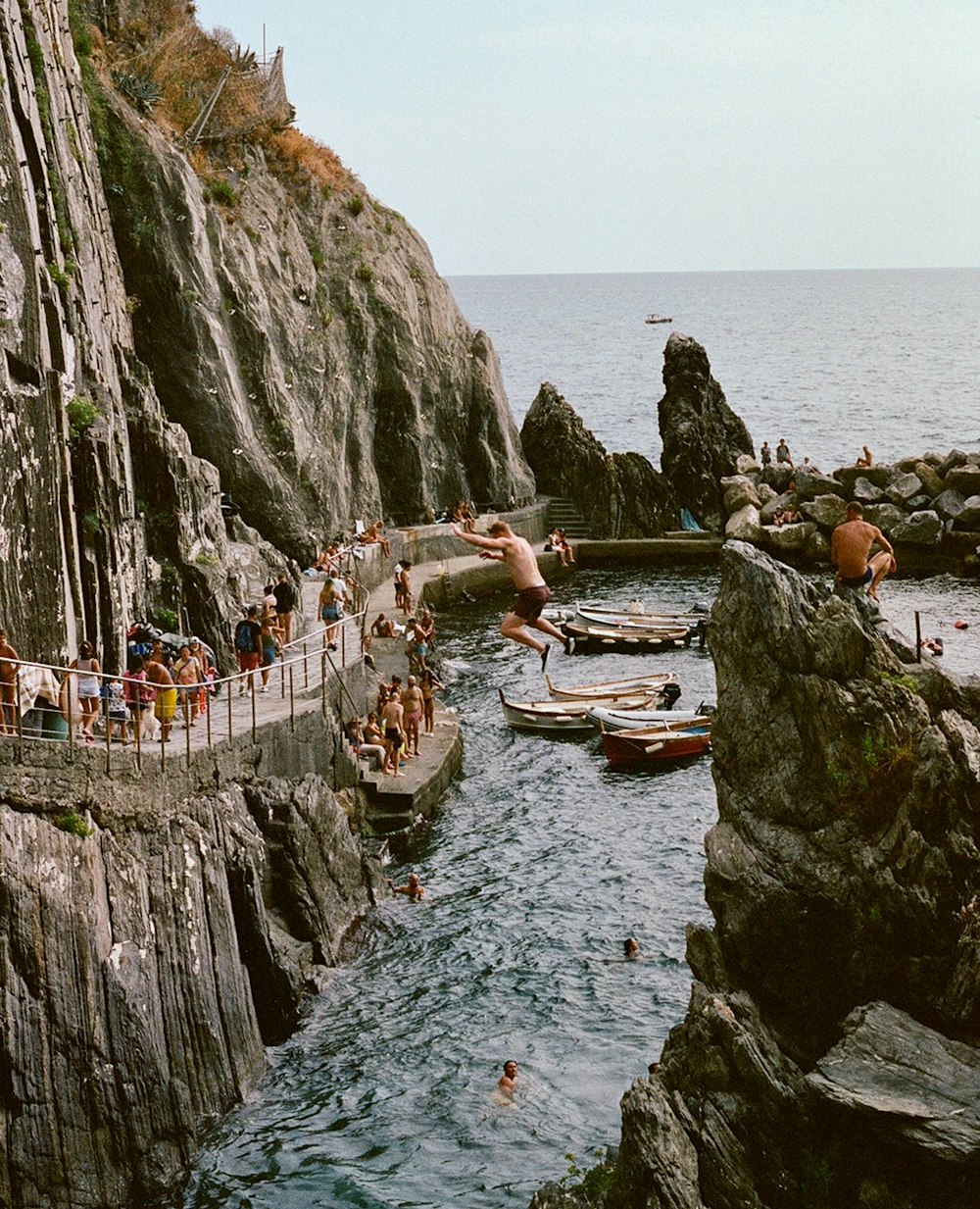 a group of people swimming in a body of water