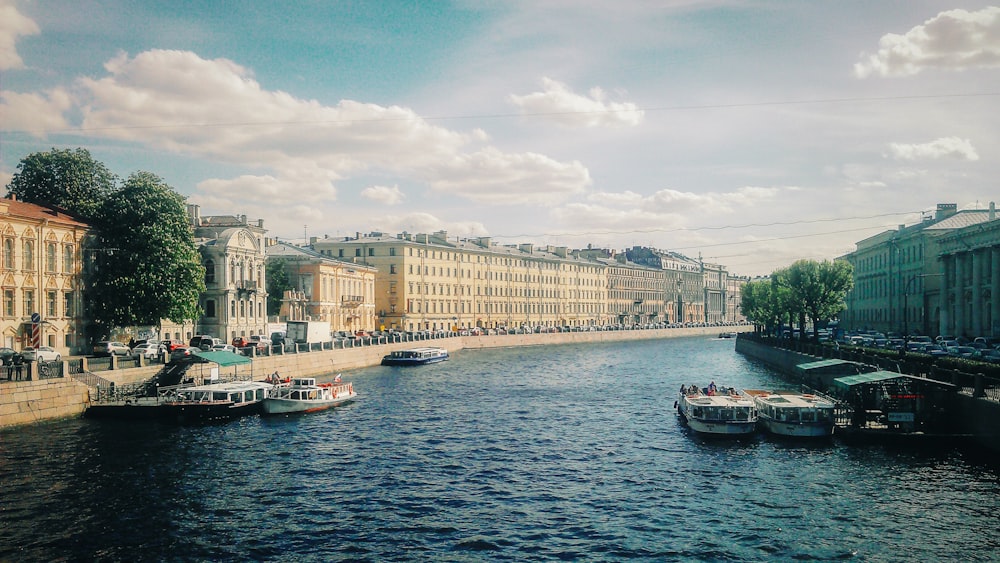 a river that has some boats in it