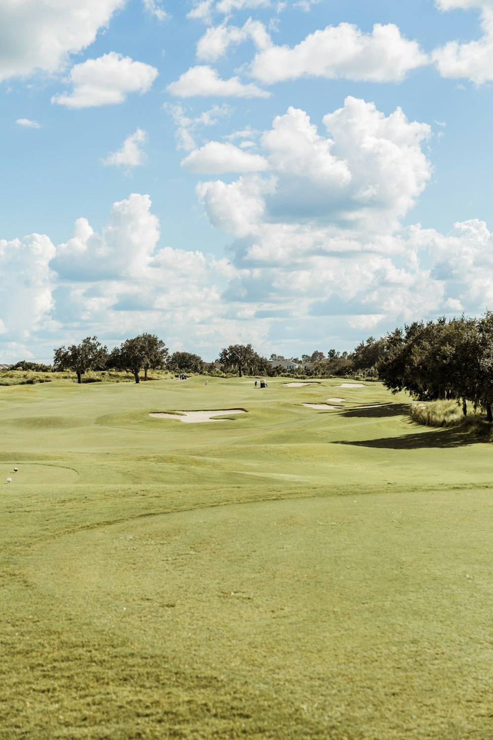 a view of a golf course from the green