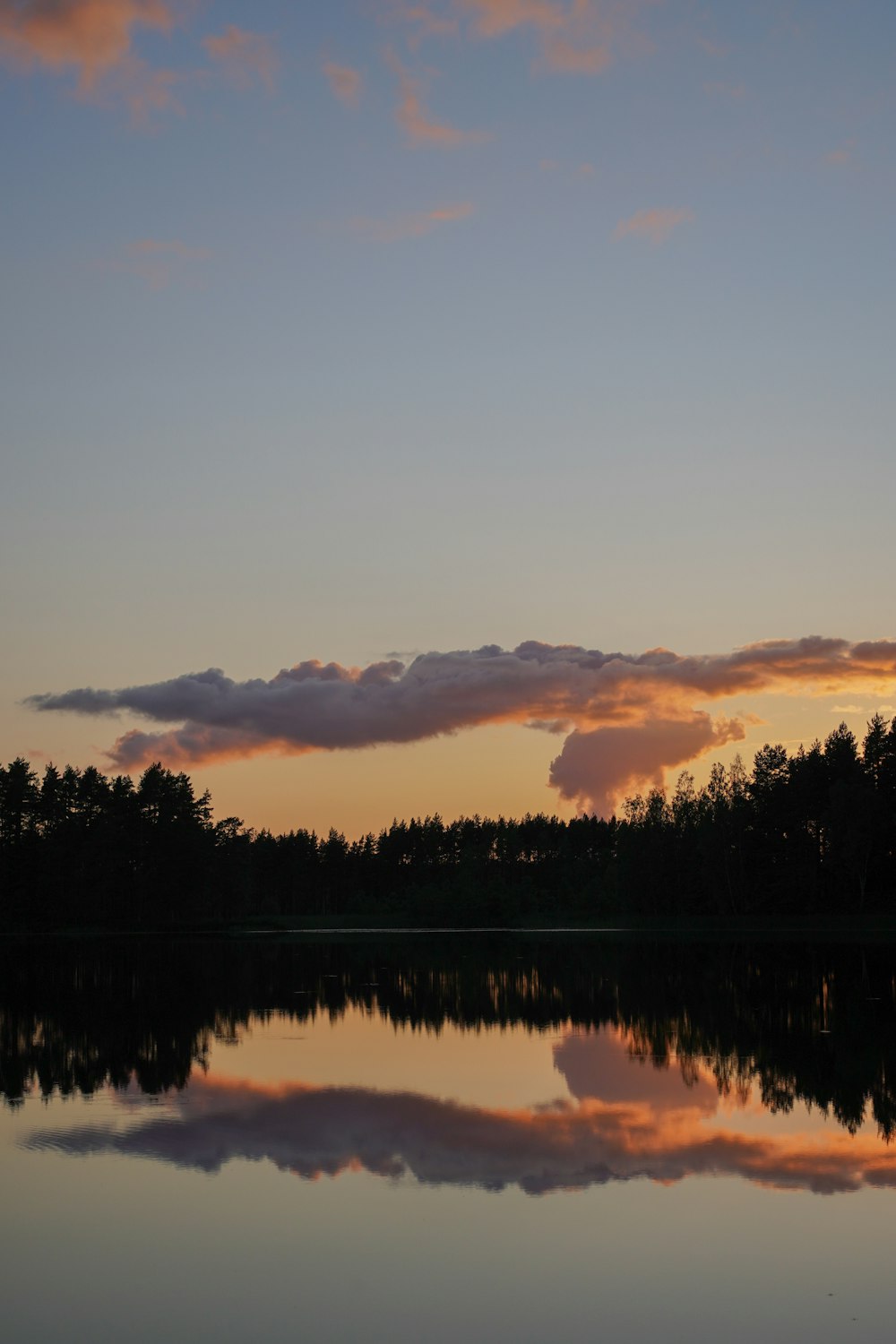 a lake that has some trees in it