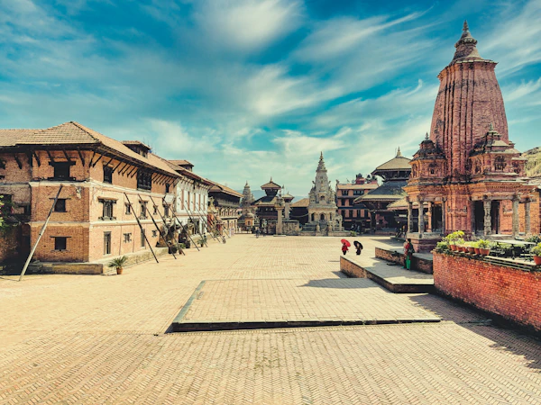 Suryamadhi Square quiet historic Bhaktapur Nepal sunrise
