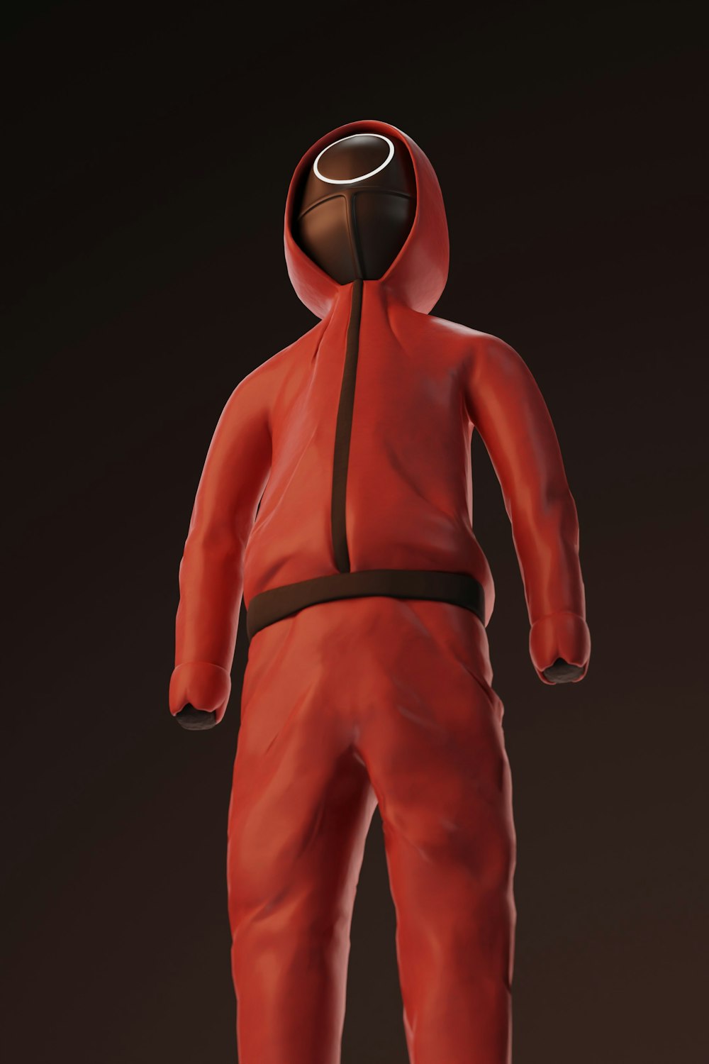 a person in a red suit with a helmet on