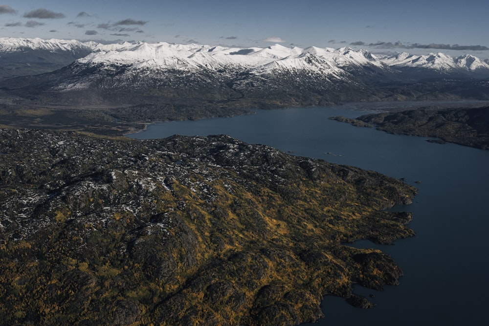 a large body of water surrounded by mountains